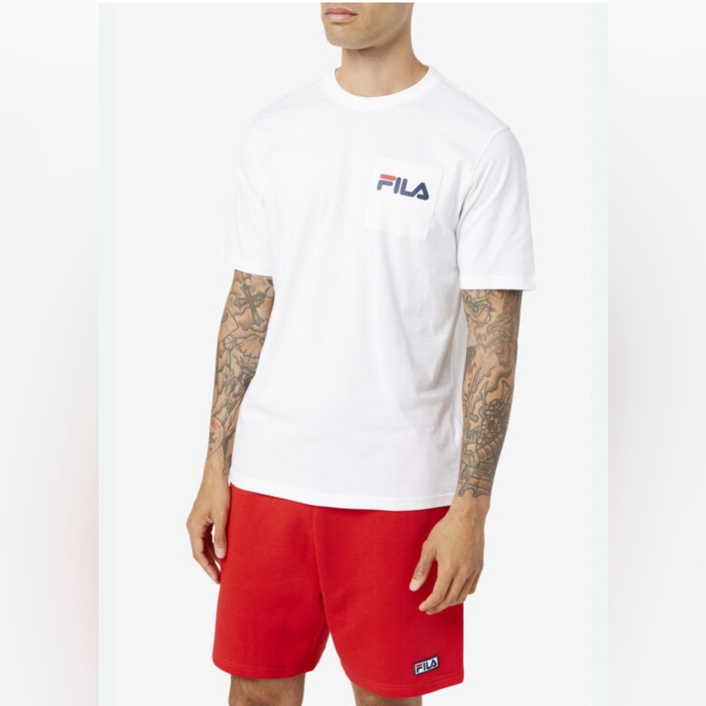 Men’s‎ Fila White Short Sleeve Tee Classic Crew Neck